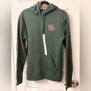 Quiksilver Olive Green Pullover Hoodie with Orange Chest Logo